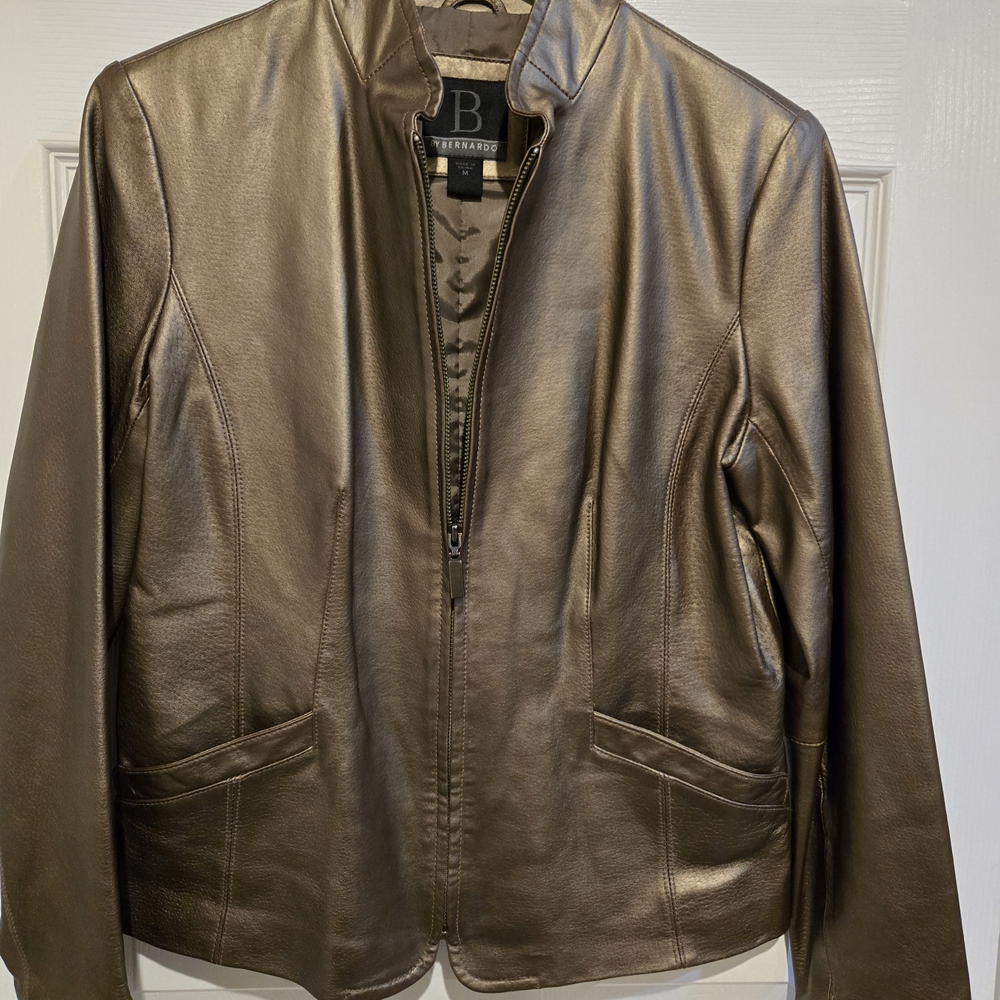 Bernardo Women's Shimmering Bronze Leather Jacket